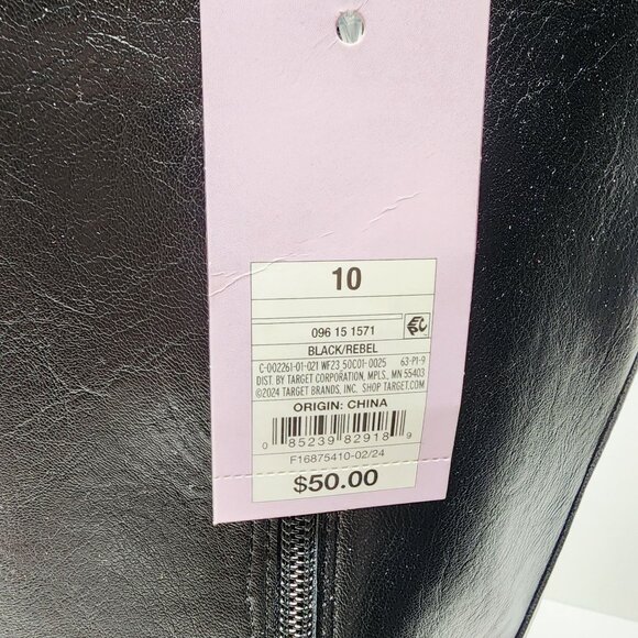 Black Wild Fable Buckle Strap Knee-High Boots Size 10 Womens Faux Leather - Picture 5 of 8